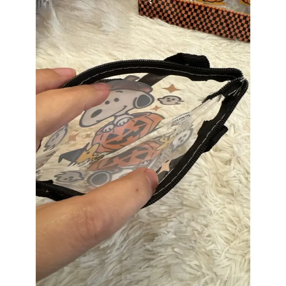 Snoopy Halloween clear zip pouch Snoopy & Woodstock witch hats inside a pumpkin